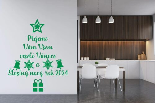 Lepy.cz Samolepka na zeď Veselé Vánoce - Strom Velikost (šířka