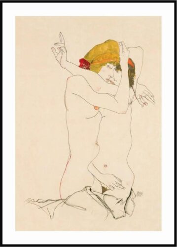 Plakát Egon Schiele - Dvě objímající se ženy