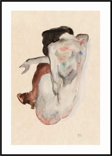 Plakát Egon Schiele - Přikrčený akt v botách a