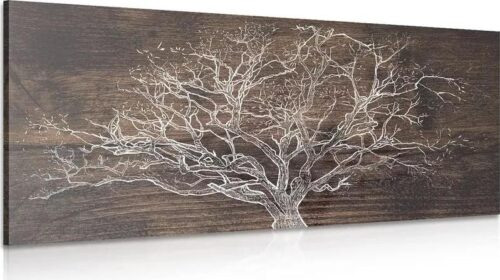 Obraz strom na dřevěném
